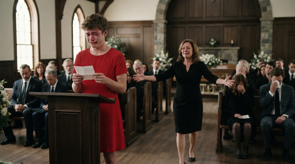 red dress funeral